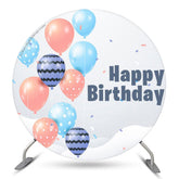 Toile de fond ronde de fête d'anniversaire de ballon rose bleu